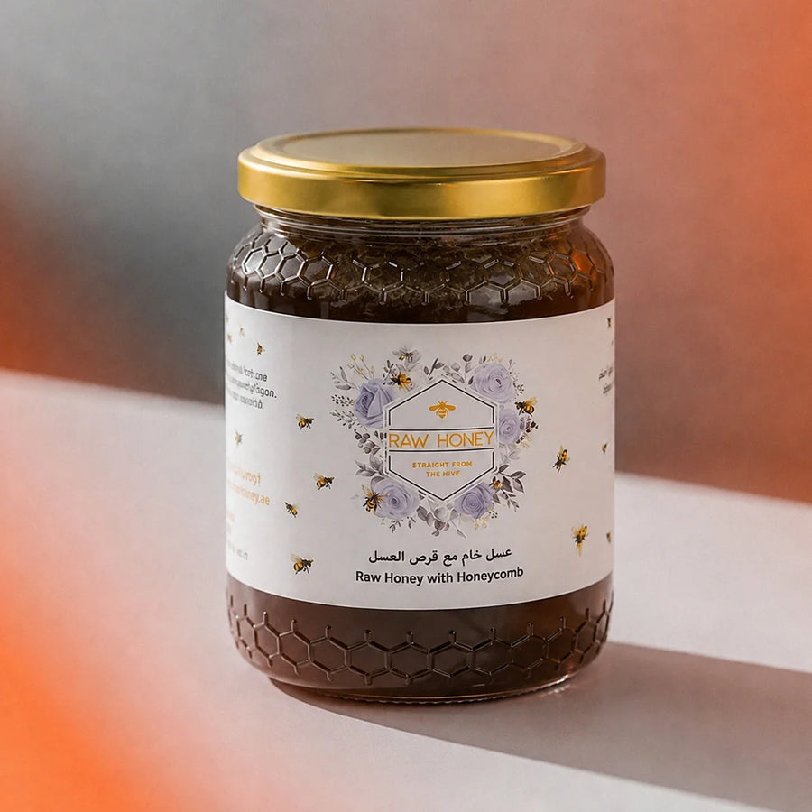 raw honey with honeycomb routine card