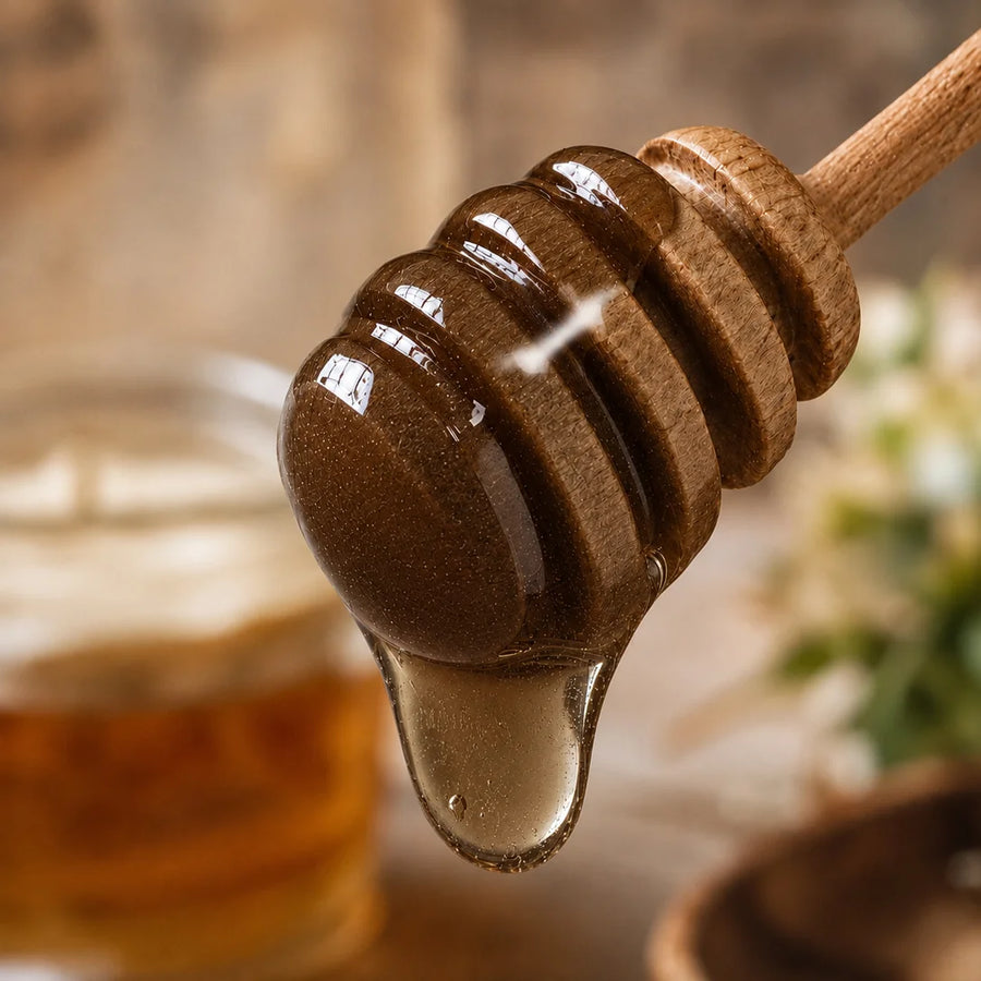 raw honey with honeycomb taste card